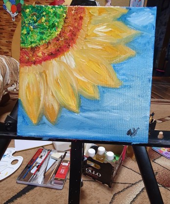 Painting маслом Солнышка цветок