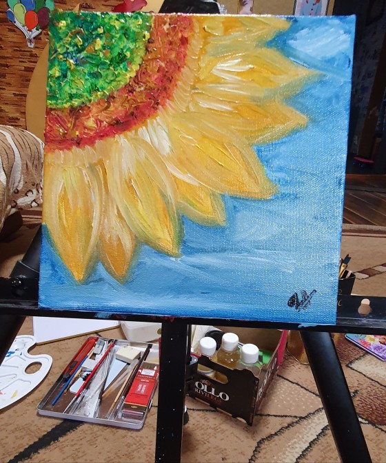 Painting маслом Солнышка цветок