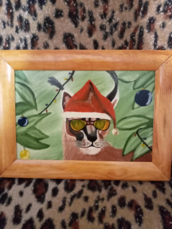 Painting маслом Новогодняя рысь