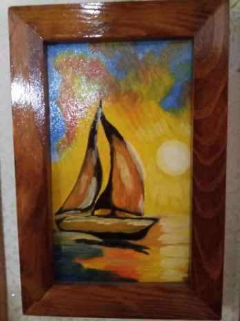 Painting маслом Лодочка рассвет