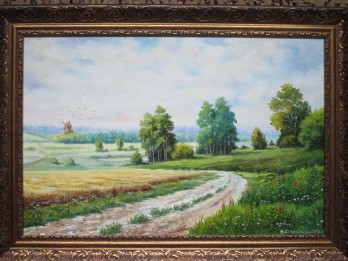 Painting маслом "Летний день. Пшеничное поле"