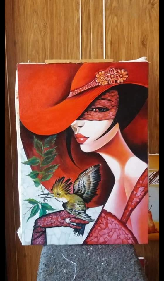 Painting маслом Девушка в шляпе