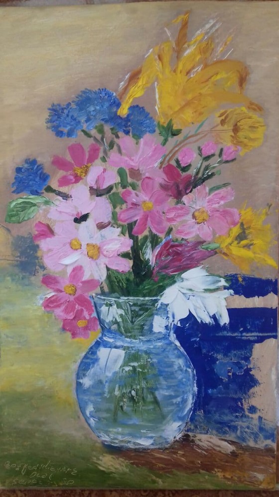 Painting маслом Картина маслом "Цветы в вазе" Оргалит 22×37 