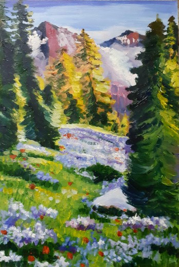 Painting маслом Горный пейзаж