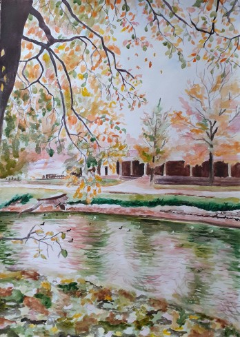Painting акварелью Осень