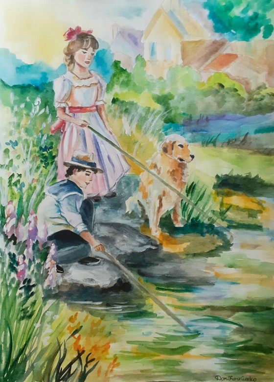 Painting акварелью Счастливое детство