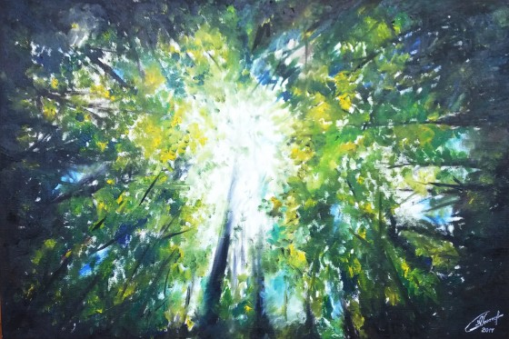 Painting маслом Лежа на траве