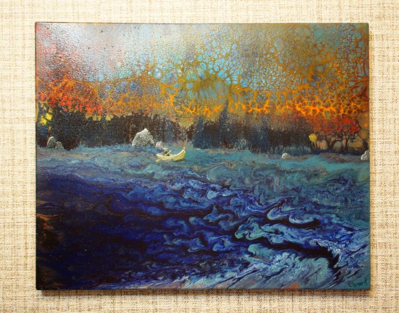 Painting акрилом Одинокая лодка