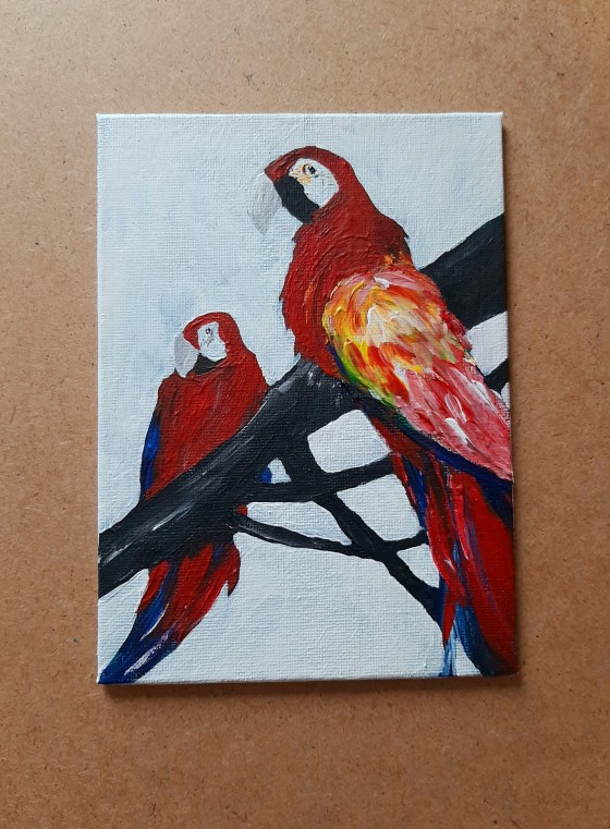 Painting акрилом Попугаи
