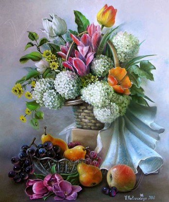 Painting маслом Цветы и фрукты
