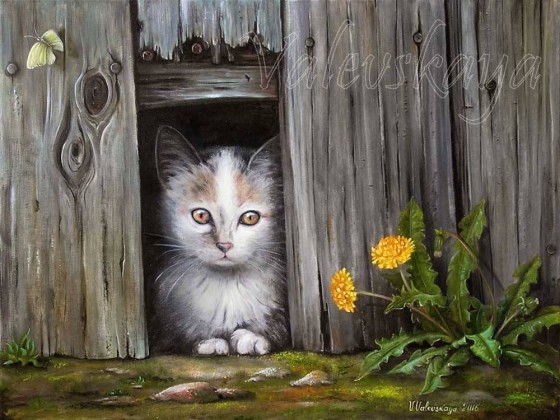 Painting маслом Старый забор