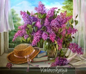 Painting маслом Сирень и шляпка