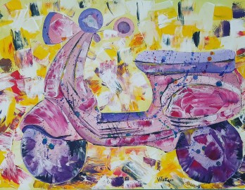 Painting акрилом Розовый мопед