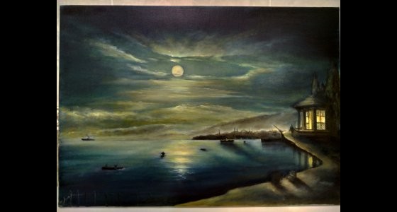 Painting маслом Ночь в Константинопольской бухте