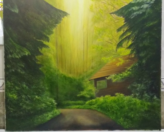 Painting маслом Лесная дорога