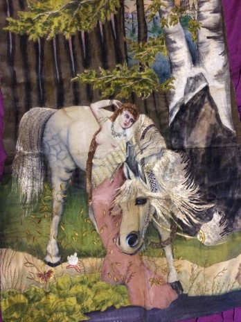 Painting в смешанной технике Картина Девушка и лошадь