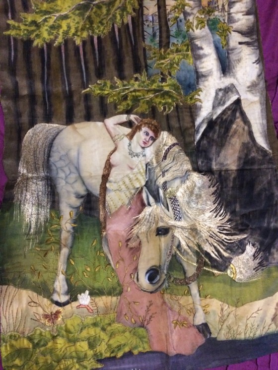 Painting в смешанной технике Картина Девушка и лошадь