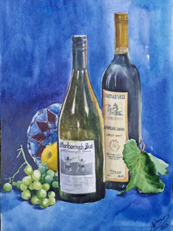 Painting акварелью Біле вино