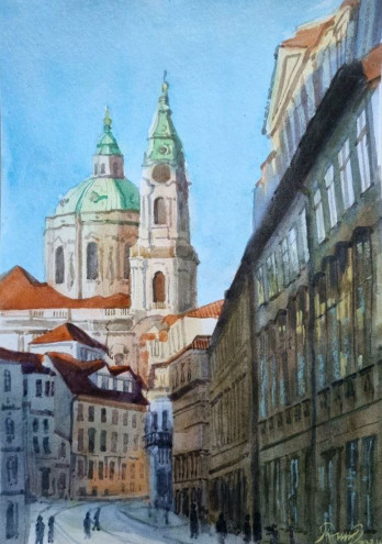Painting акварелью Костел