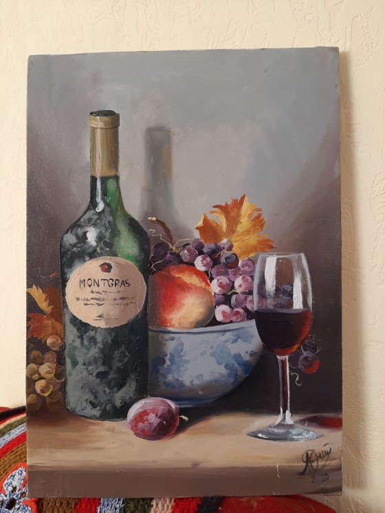 Painting маслом Вино с фруктами