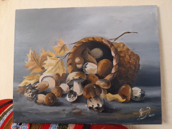 Painting маслом Белые грибы