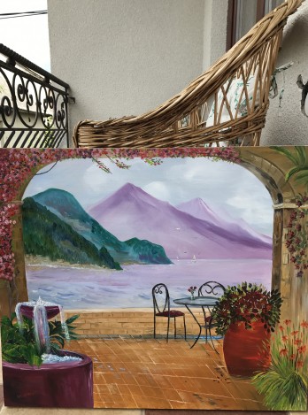 Painting маслом Море с балкона