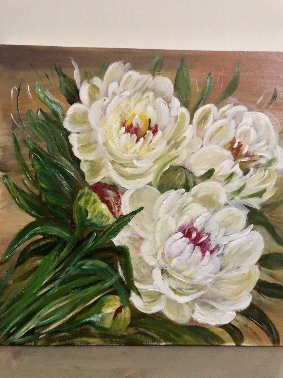 Painting акрилом Любимые пионы.