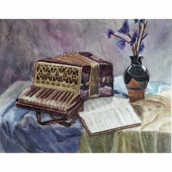 Painting акварелью Музыка в контражуре