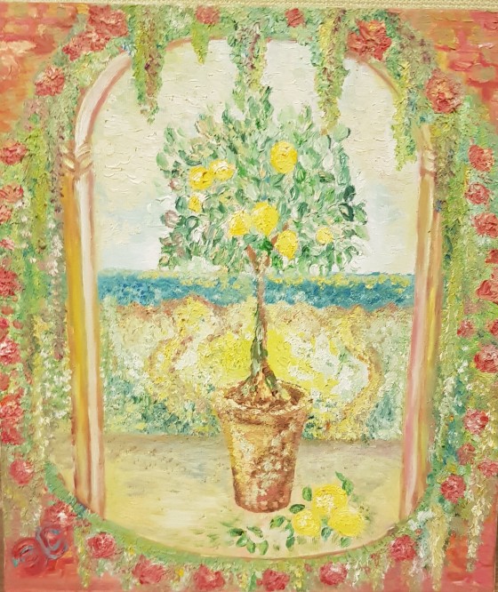 Painting маслом Лимонное дерево