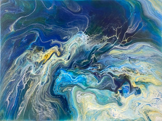 Painting акрилом Ветер океана и его обитатели