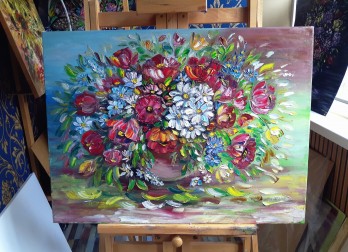 Painting маслом Яркий букет 