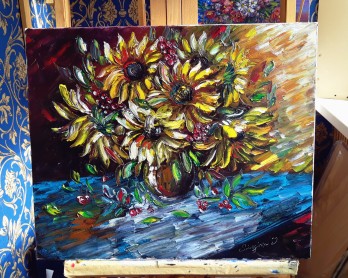 Painting маслом Подсолнухи 