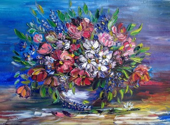 Painting маслом Самый красивый букет 