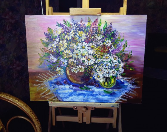 Painting маслом Ромашечки 