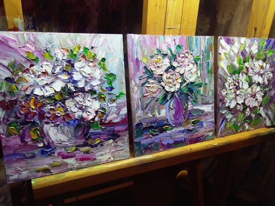 Painting маслом Картина маслом триптих 18х20см