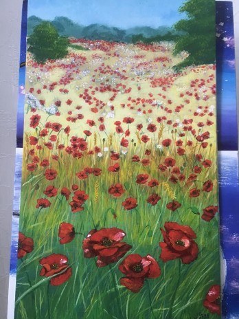 Painting акрилом Алые дали