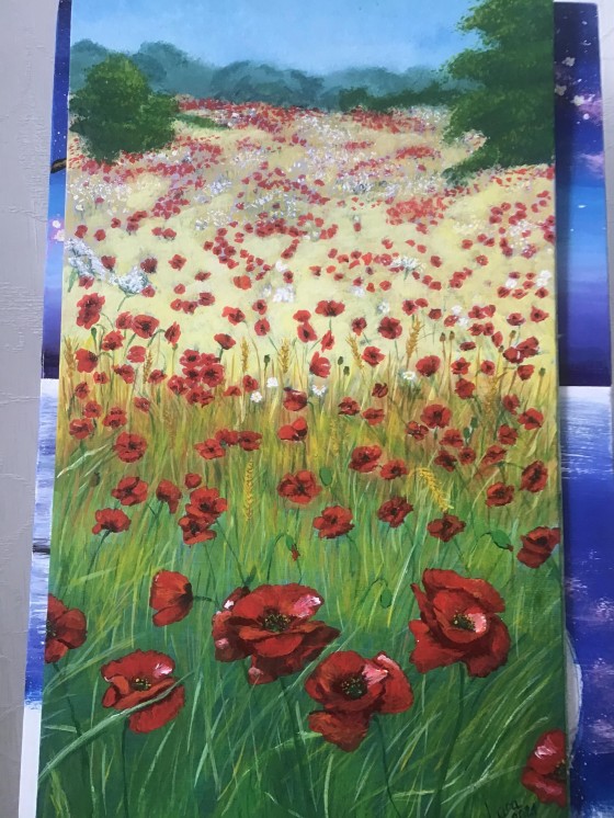 Painting акрилом Алые дали