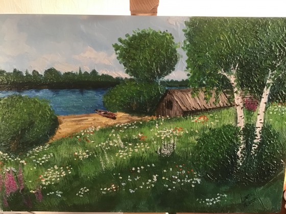 Painting акрилом У реки