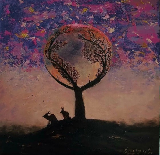 Painting маслом Полная луна