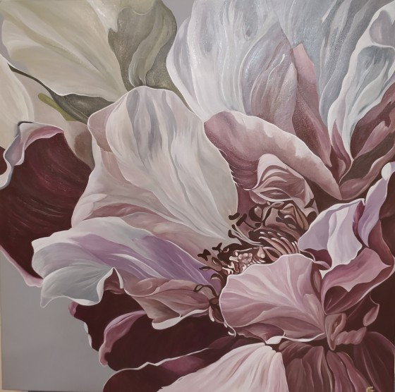 Painting в смешанной технике Пион