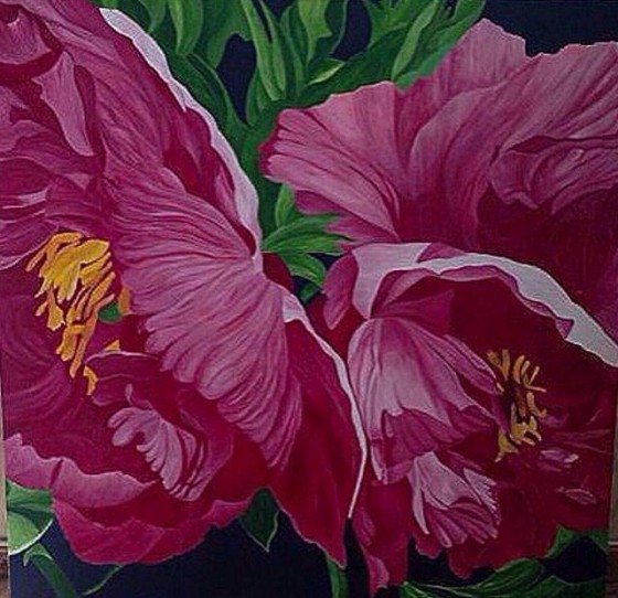 Painting в смешанной технике Пионы