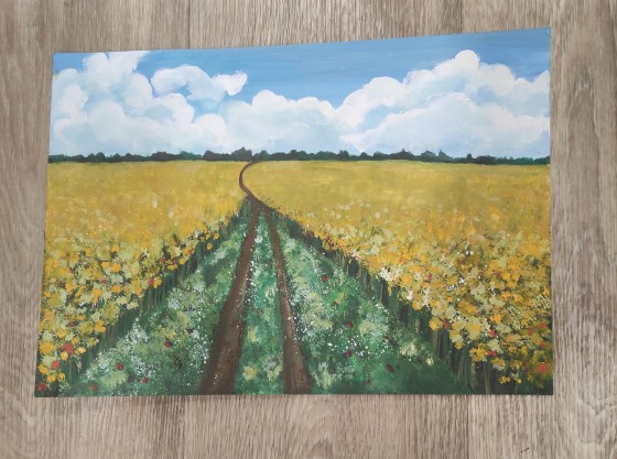 Painting гуашью Рапсовое поле