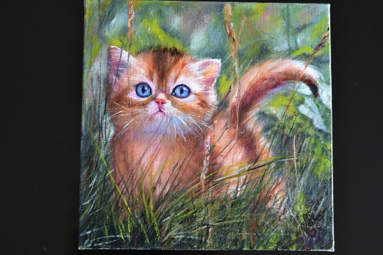 Painting маслом Рыжий котенок