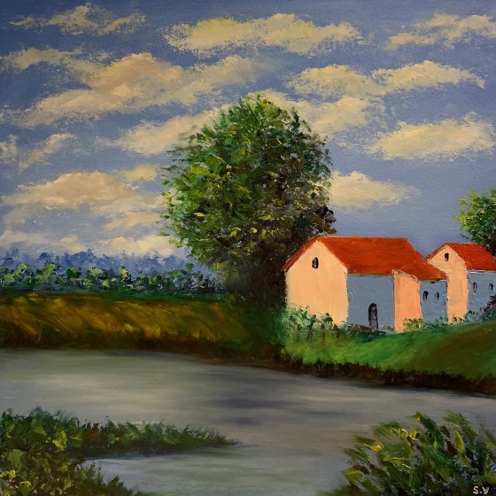 Painting маслом Закатный Прованс