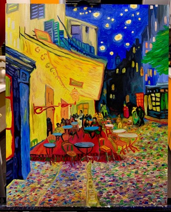 Painting маслом Ночная терраса Кафе 