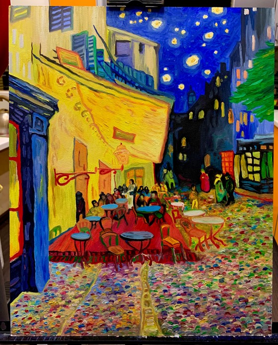 Painting маслом Ночная терраса Кафе 