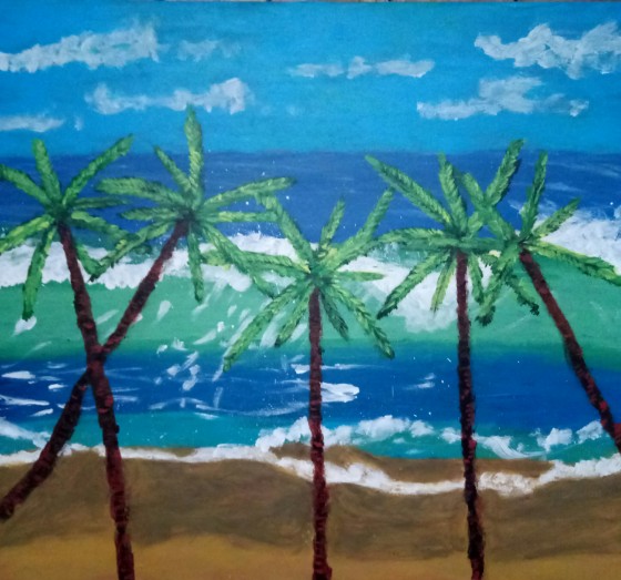 Painting акрилом Место под пальмами