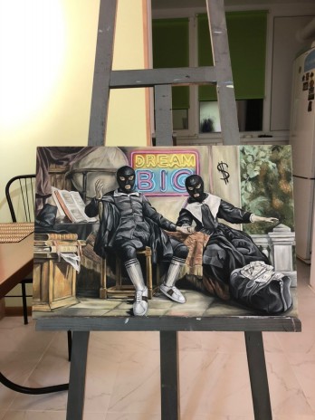 Painting маслом Бонни и Клайд