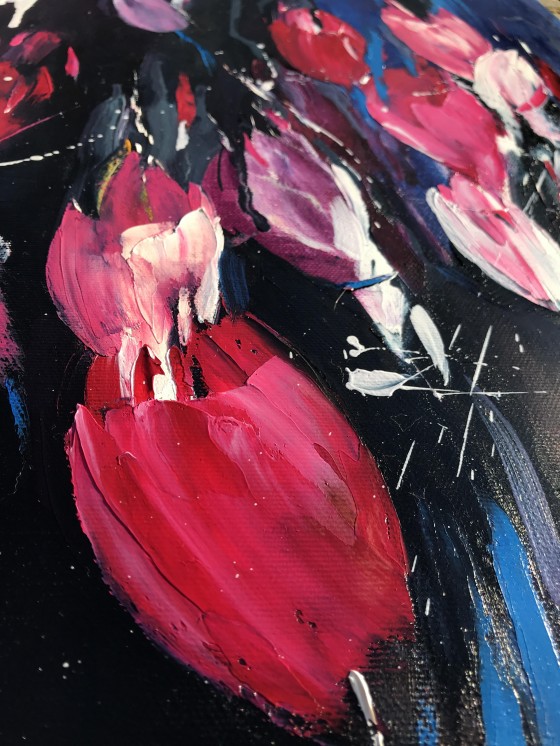 Painting маслом Тюльпаны и темнота