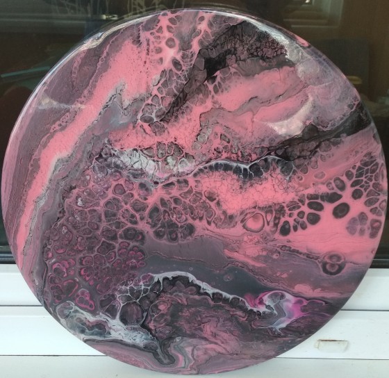 Painting в смешанной технике Картина флюид арт, круглая.